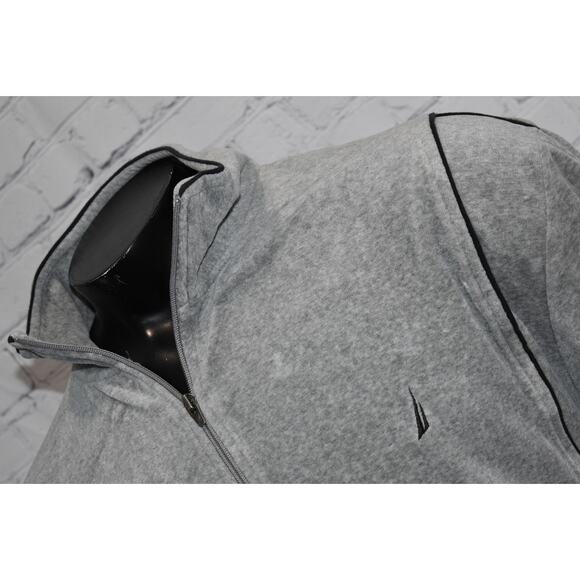 Nautica Velour Athletic Jacket Mens Size Large Y2K Style Hip Hop Polyester Blend - Picture 4 of 9